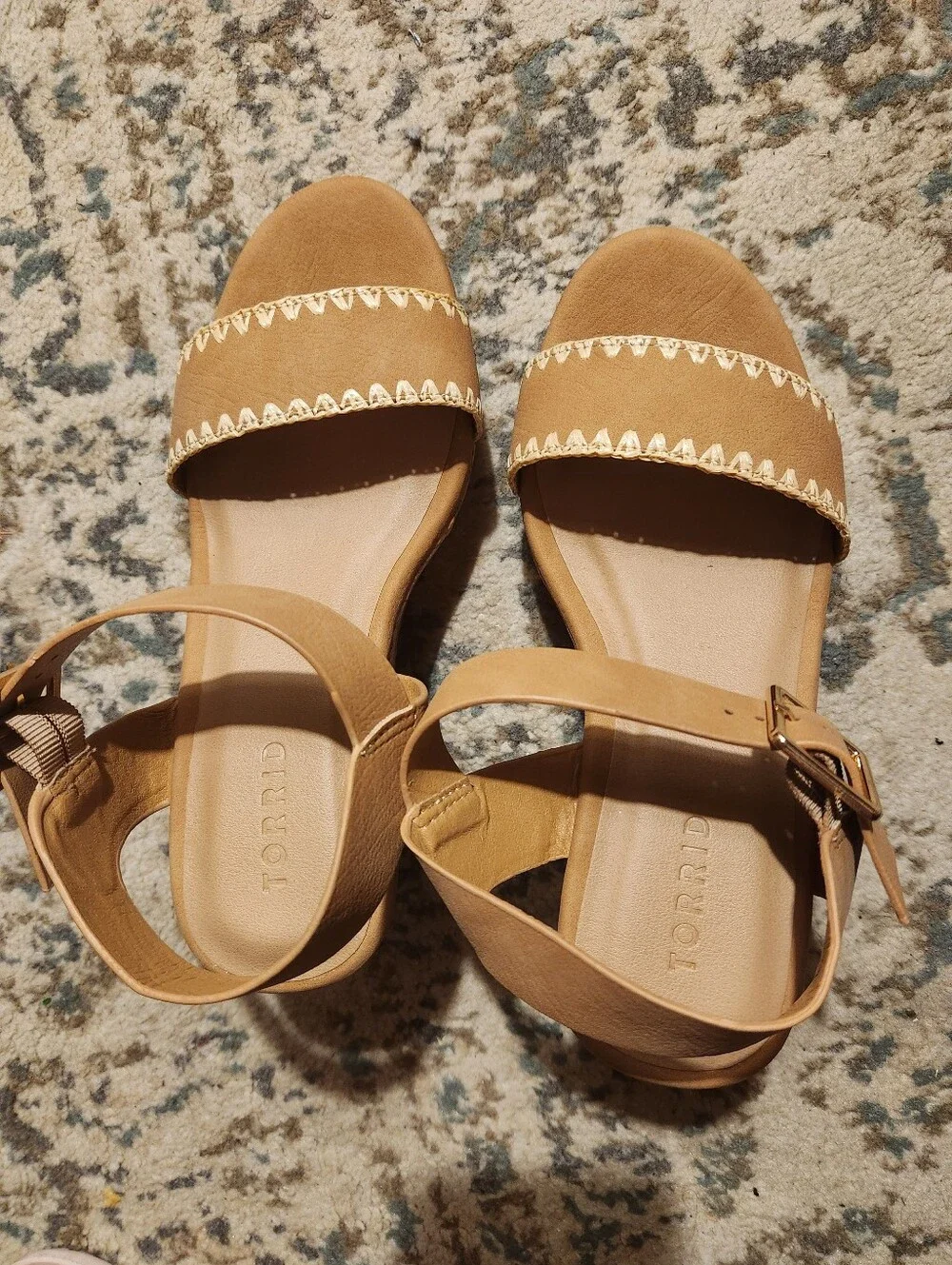 torrid Tan Cork Platform Wedge Sandals with Gold Buckle